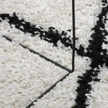 Shaggy Rug High Pile Cream & Black Ø 120 cm – Soft & Cozy