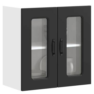 Kalmar Black Kitchen Wall Cabinet with Glass Door - Hipo Market