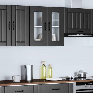 Kalmar Black Kitchen Wall Cabinet with Glass Door - Hipo Market