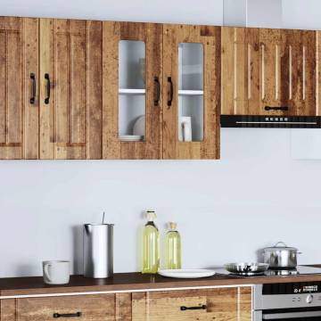 Kitchen Wall Cabinet Kalmar - Glass Door Old Wood Finish