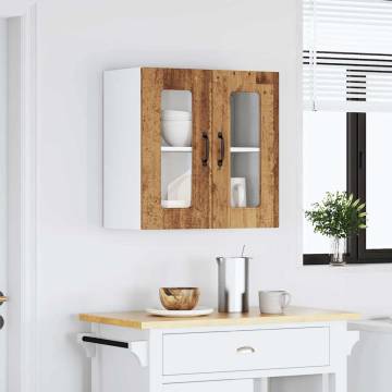 Kitchen Wall Cabinet Kalmar - Glass Door Old Wood Finish