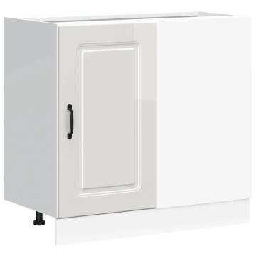 Kalmar High Gloss White Kitchen Base Cabinet - HipoMarket UK