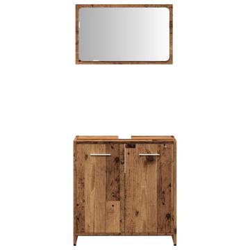 Stylish Bathroom Cabinet with Mirror - Old Wood Finish