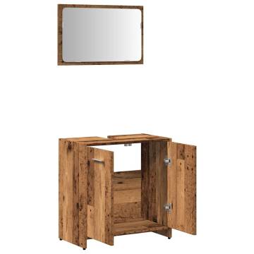 Stylish Bathroom Cabinet with Mirror - Old Wood Finish