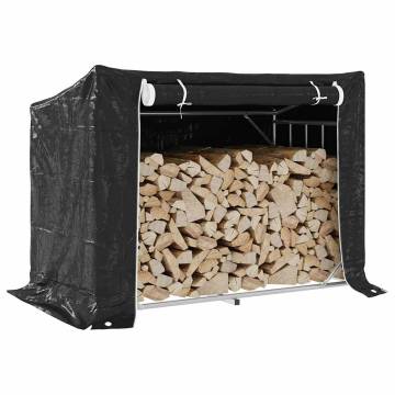 vidaxL Firewood Rack with Rain Cover - Durable Galvanised Steel