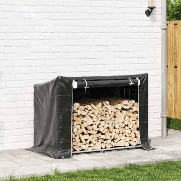 vidaxL Firewood Rack with Rain Cover - Durable Galvanised Steel