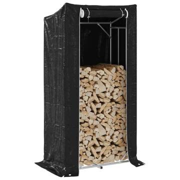 vidaXL Firewood Rack with Rain Cover | Durable Steel Storage