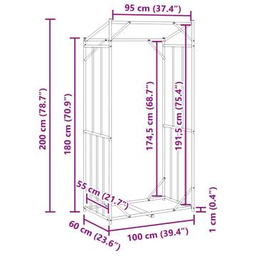 vidaXL Firewood Rack with Rain Cover | Durable Steel Storage