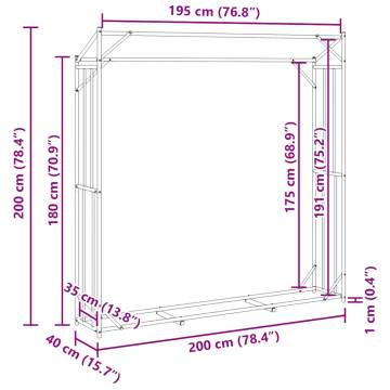 vidaxL Firewood Rack with Rain Cover - Durable Galvanised Steel