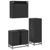 3 Piece Bathroom Furniture Set - Black Engineered Wood