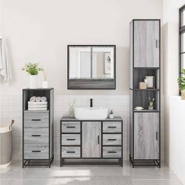 4 Piece Grey Sonoma Bathroom Furniture Set | Hipomarket