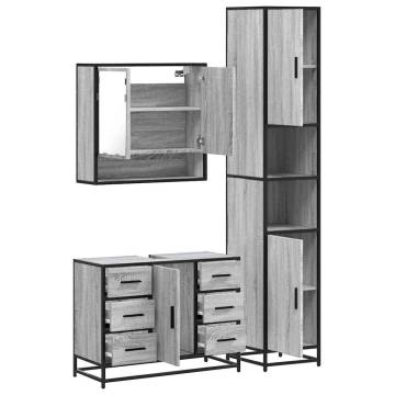 4 Piece Grey Sonoma Bathroom Furniture Set | Hipomarket