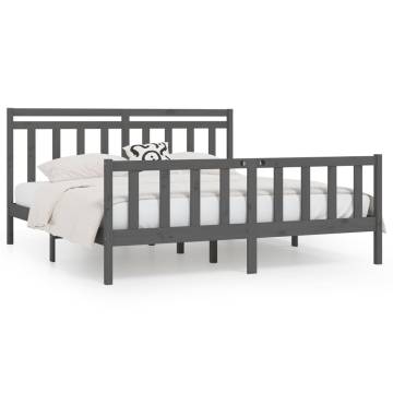 Grey Solid Wood Pine Bed Frame 180x200 cm - Super King Size