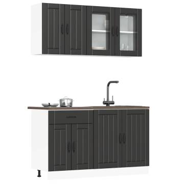 Kalmar 4 Piece Kitchen Cabinet Set - Black Engineered Wood