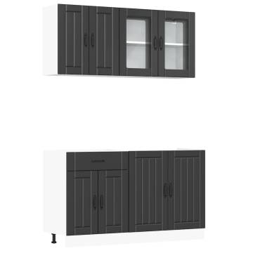 Kalmar 4 Piece Kitchen Cabinet Set - Black Engineered Wood