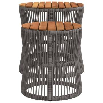 Elegant Garden Side Tables Set - 2 pcs Grey Poly Rattan