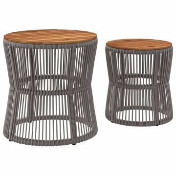 Elegant Garden Side Tables Set - 2 pcs Grey Poly Rattan