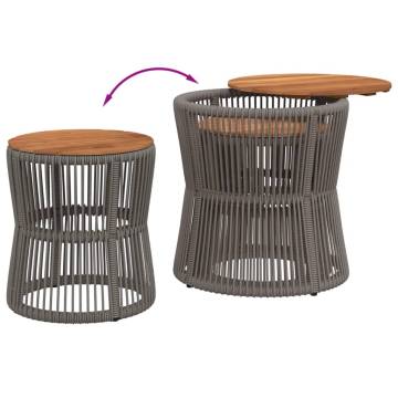 Elegant Garden Side Tables Set - 2 pcs Grey Poly Rattan