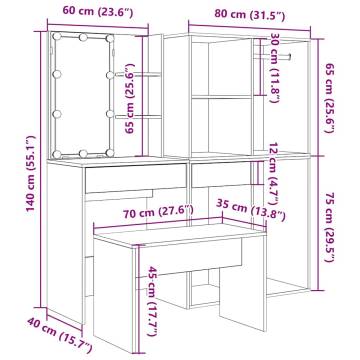 Dressing Table Set with LED - Artisan Oak Design | Hipo Market
