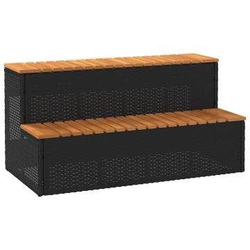 Hot Tub Step Black - 100x50 cm Poly Rattan & Acacia