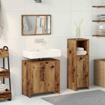 3 Piece Bathroom Furniture Set - Old Wood Engineered Wood