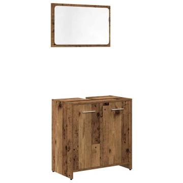 3 Piece Bathroom Furniture Set - Old Wood Engineered Wood