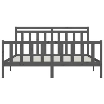 Grey Solid Wood Pine Bed Frame 180x200 cm - Super King Size