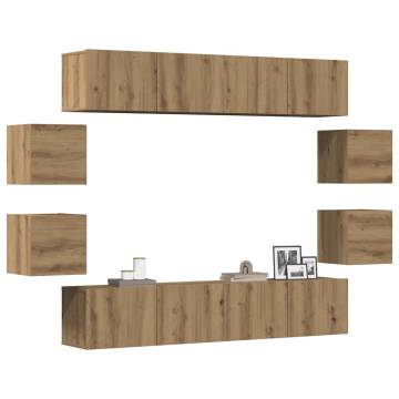 Stylish Wall Mounted TV Cabinets - 8 Pcs Artisan Oak