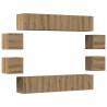 Stylish Wall Mounted TV Cabinets - 8 Pcs Artisan Oak