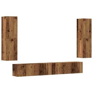 Wall Mounted TV Cabinets - 4 pcs Old Wood | Hipomarket