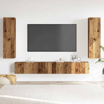 Wall Mounted TV Cabinets - 4 pcs Old Wood | Hipomarket