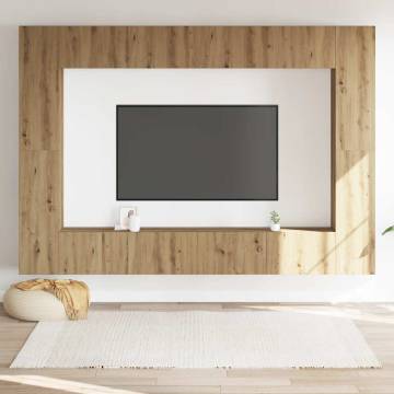 Stylish Wall Mounted TV Cabinets - 8 Pcs Artisan Oak