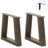 V-Shape Dining Table Legs - Natural Steel - 2 pcs