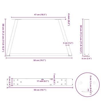 V-Shape Dining Table Legs - Natural Steel (2 pcs)