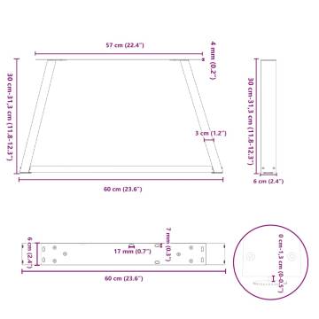 Modern V-Shape Dining Table Legs - 2 pcs White Steel