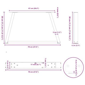 Dining Table Legs V-Shape Anthracite 70x(30-31.3) cm - Steel