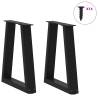 V-Shape Dining Table Legs - 2 pcs Black Steel | Hipo Market