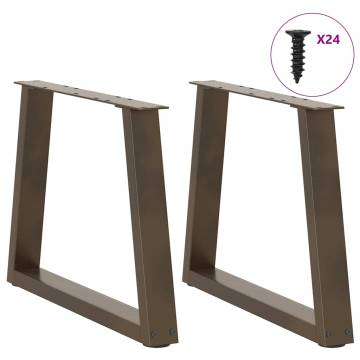 Dining Table Legs V-Shape - Natural Steel 70x(42-43.3) cm