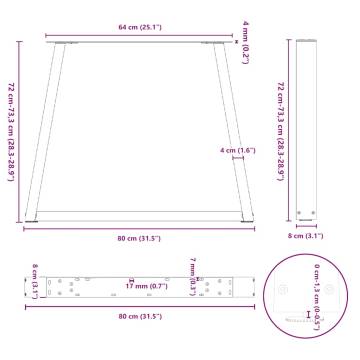 V-Shape Dining Table Legs - White Steel | 2 pcs - 80x(72-73.3) cm