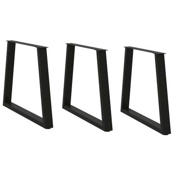 V-Shape Dining Table Legs - 3 pcs Black Steel | HipoMarket