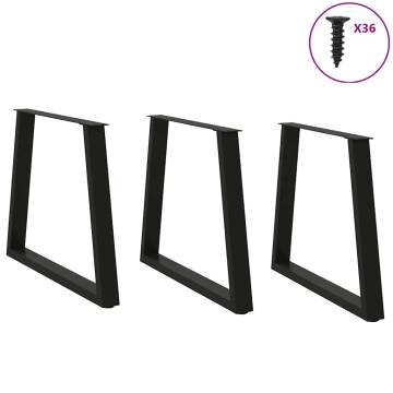 V-Shape Dining Table Legs - 3 pcs Black Steel | HipoMarket