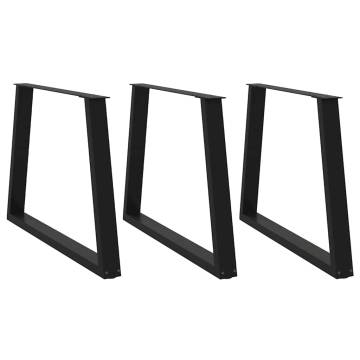 Stylish V-Shape Dining Table Legs - Black Steel (3 pcs)