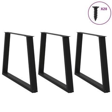 Stylish V-Shape Dining Table Legs - Black Steel (3 pcs)