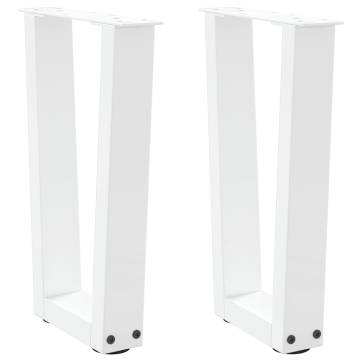 V-Shape Dining Table Legs - White Steel 2 pcs | HipoMarket