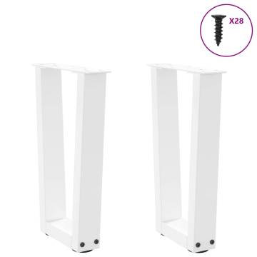 V-Shape Dining Table Legs - White Steel 2 pcs | HipoMarket