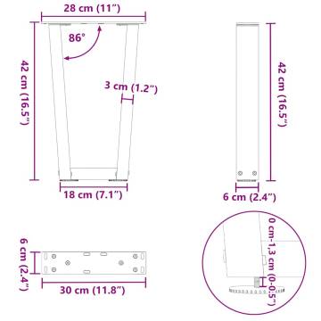 V-Shape Dining Table Legs - White Steel 2 pcs | HipoMarket