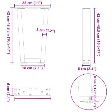 V-Shape Dining Table Legs - Natural Steel (2 pcs) | HipoMarket