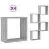 Wall Cube Shelves 4 pcs Grey Sonoma | Stylish Space Saver