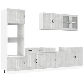 Kalmar 7 Piece Kitchen Cabinet Set - Concrete Grey