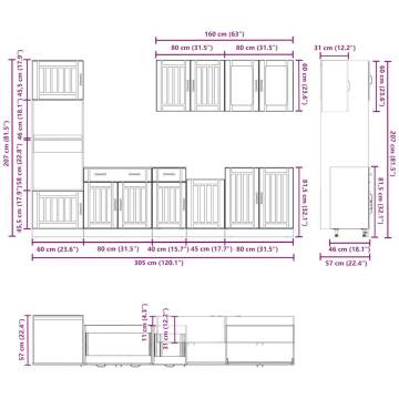 Kalmar 7 Piece Kitchen Cabinet Set - Concrete Grey